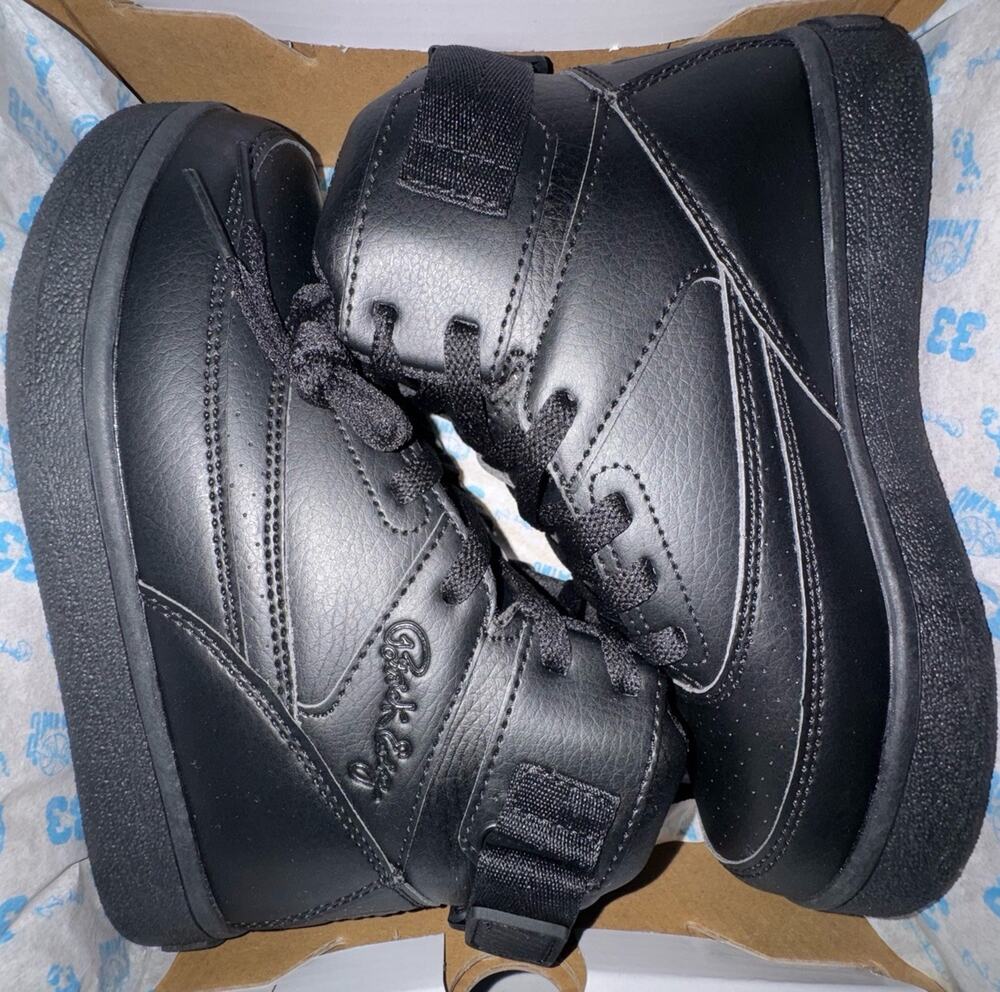 Patrick Ewing Orion Strap Kids Basketball Shoes Black Mid Top Sneakers US 2 NEW